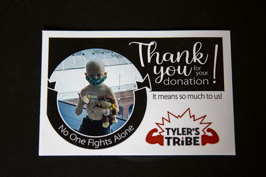 A thank you note from “Tylers Tribe” for donating blood on  Friday, June, 25, 2021. 