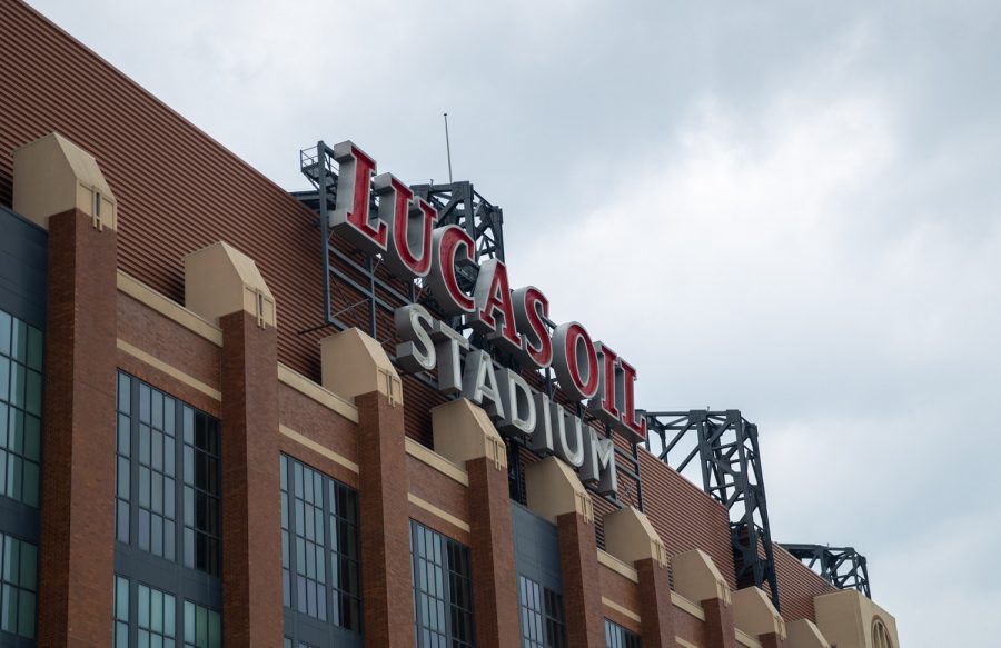 Lucas Oil Stadium is shown in Indianapolis, Indiana, on Thursday, July 22. The Big Ten switched locations from Chicago, Illinois, to Indianapolis this year. 