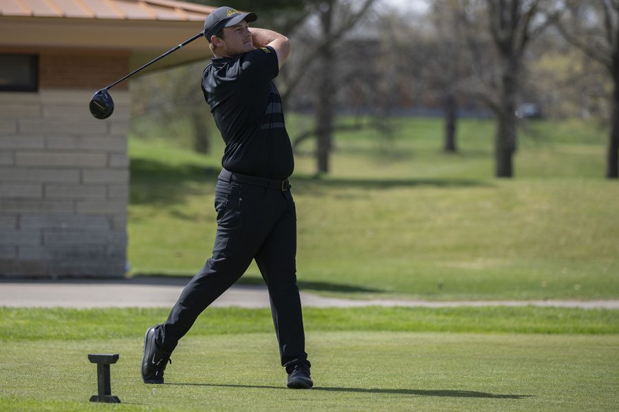 Iowas Alex Schaake drives the ball during the mens golf Hawkeye Invitational on Saturday, April 17, 2021 at Finkbine Golf Course. 