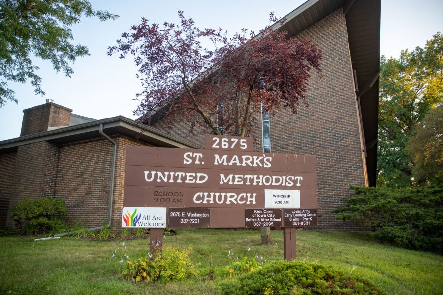 The sign of St. marks United Methodist Church, which hosts Loving Arms Early Learning Center, is seen on Sunday, Aug. 22. 