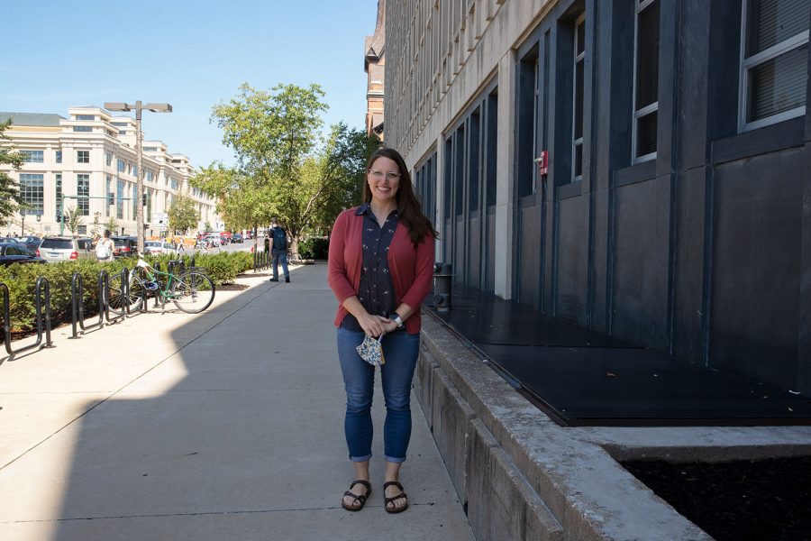 ASL Lecture and Program instructor Rebecca Clark poses for a photo outside of Phillips Hall on August 23, 2021.