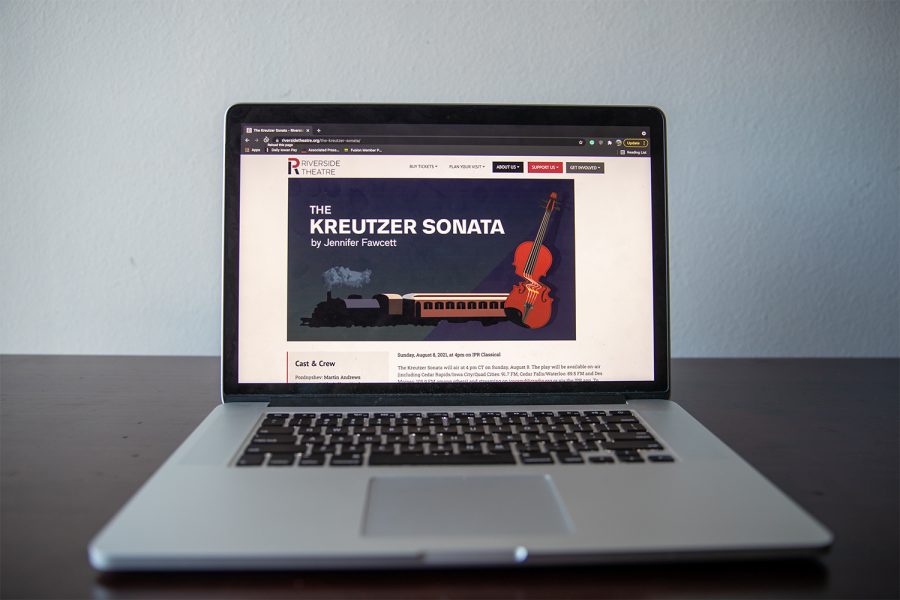 The Riverside Theatre website displays information for the play The Kreutzer Sonata on Thursday, July 29. 