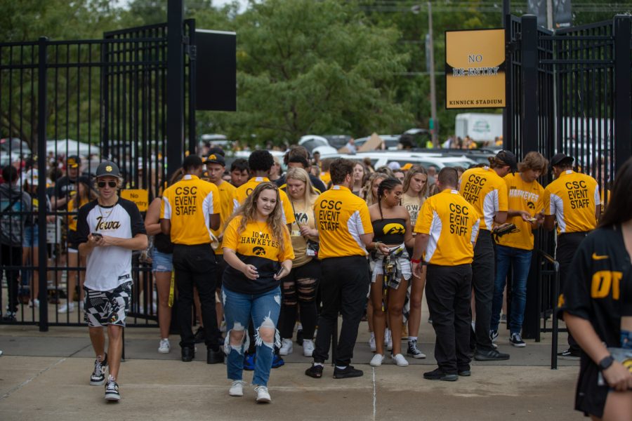 Iowa students enter Kinnick Stadium for a game for the first time in 651 days before a football game between No. 18 Iowa and No. 17 Indiana at Kinnick Stadium on Saturday, Sept. 4, 2021. 