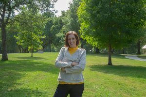 College of Psychiatry professor Ellen Van der Plas poses for a portrait at Willow Creek Park in Iowa City on Fiday, Sept. 17, 2021. 