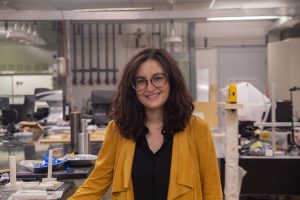 Assistant Professor of Mechanical Engineering Caterina Zamuta poses for a portrait at the Iowa Advanced Technologies Laboratories at the University of Iowa on Monday, Sept. 27, 2021.
