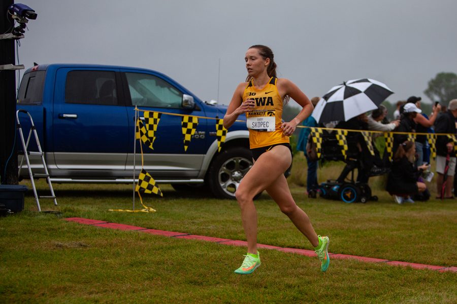 Iowa runner Gabby Skopec competes in the Hawkeye Invite meet at the Ashton Cross Country Course on Friday, Sept. 3, 2021. 