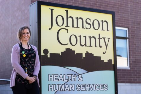 Johnson County Public Health Director Danielle Pettit-Majewski poses outside of Johnson County Public Health on Tuesday, Sept. 21, 2021. 