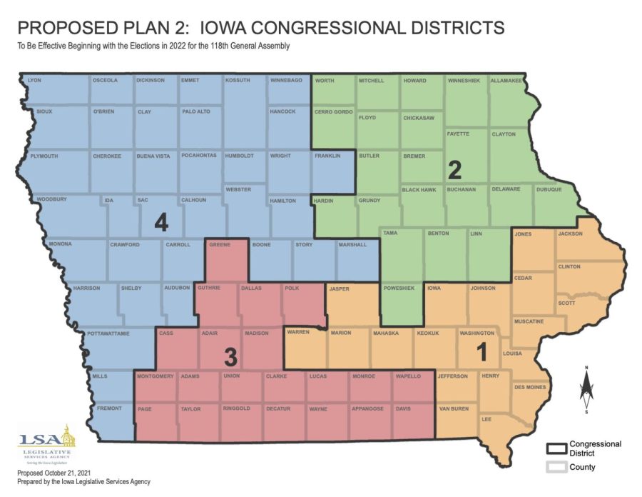 Iowas new congressional districts were signed into law by Gov. Kim Reynolds Thursday, Nov. 4. (Legislative Services Agency)