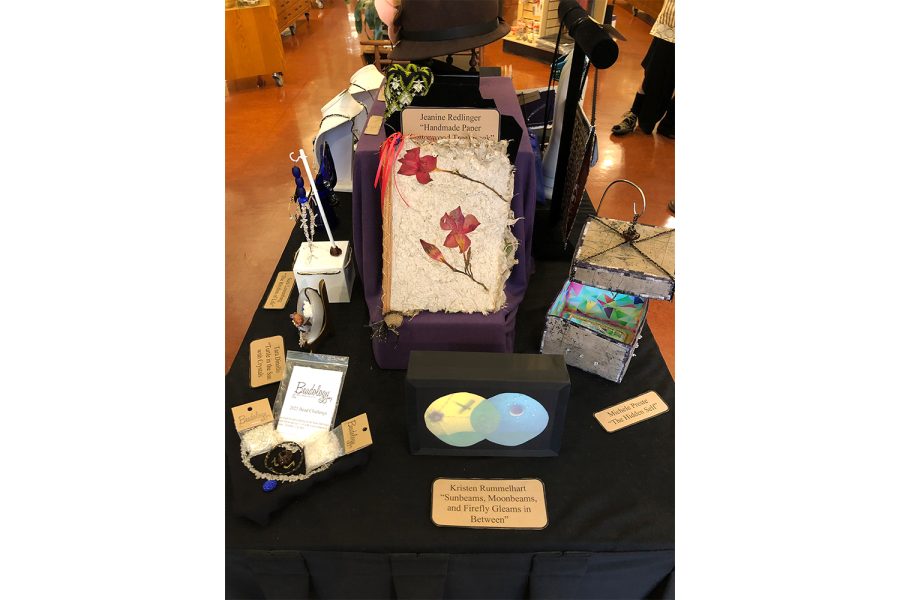 Artwork is displayed during Beadology’s 10th Annual Bead Challenge Exhibit on Oct. 15, 2021. All artists were given the same materials to incorporate into their piece.