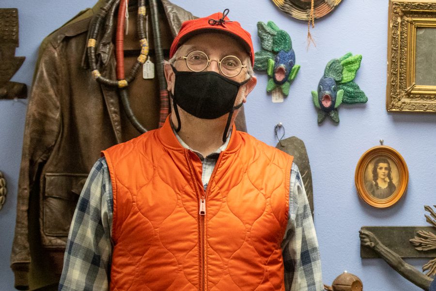 Todd Thelen, owner of Artifacts, poses for a portrait on March 1, 2021. (Jerod Ringwald/The Daily Iowan)