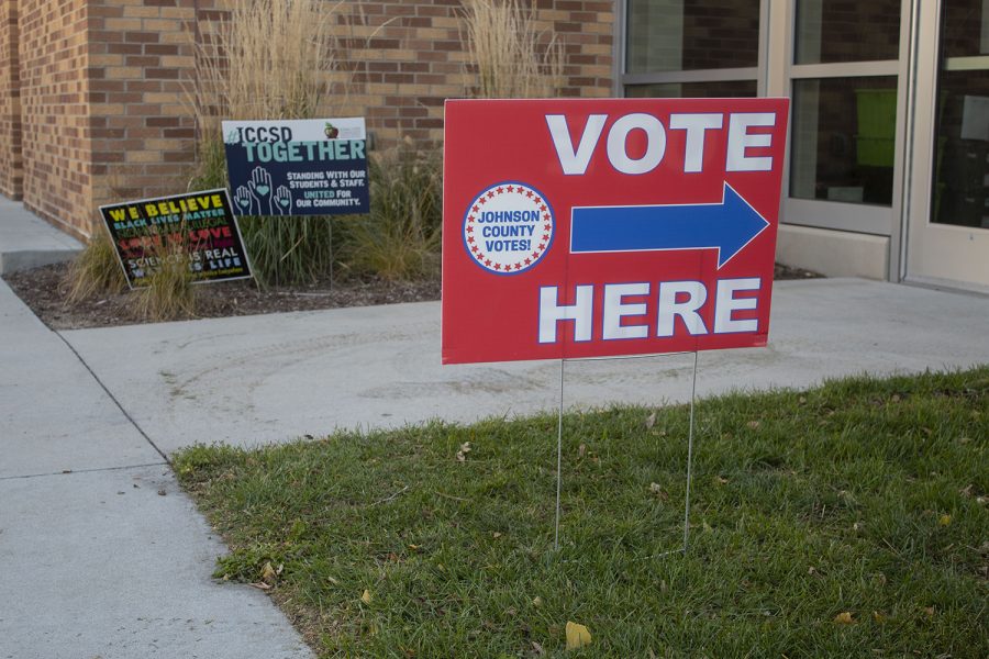 Pictured on Nov. 3, 2020, Election Day, is Longfellow Elementary School in Iowa City. Longfellow has set up voting booths for voters to cast their ballots. (Grace Smith/The Daily Iowan)