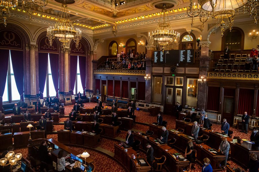 The Iowa Senate gavels in and begins a special session on redistricting maps on Tuesday, Oct. 5, 2021, at the Iowa State Capitol in Des Moines.