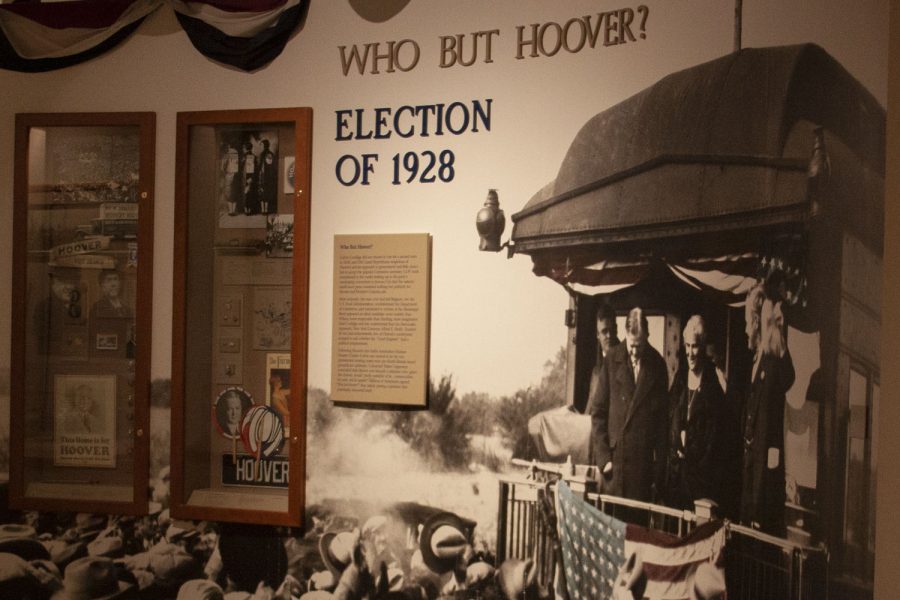 The 1928 election year shown by the Years of Leadership 1928-1933 exhibit at the Herbert Hoover Presidential Library and Museum on Oct. 29, 2021. (Dimia Burrell/The Daily Iowan)