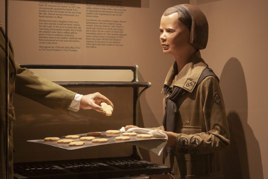 Lou Henry Hoover’s involvement in Girl Scouts is displayed in the Lou Henry Hoover exhibit at the Herbert Hoover Presidential Library and Museum on Oct. 29, 2021. (Dimia Burrell/The Daily Iowan)