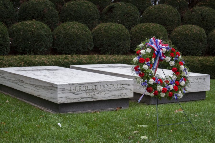 The Gravesite of both Herbert Hoover and Lou Henry Hoover at the Herbert Hoover Presidential Library and Museum on Oct. 29, 2021. (Dimia Burrell/The Daily Iowan)