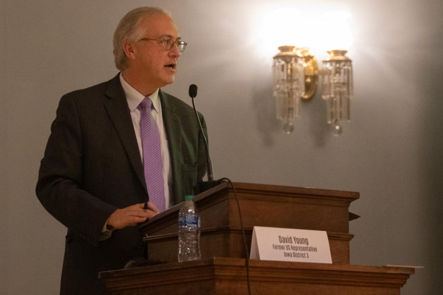 Former Republican Iowa Representative David Young speaks at the Future of the Republican Party event in the Old Capitol Senate Chamber on Wednesday, Nov. 10, 2021.