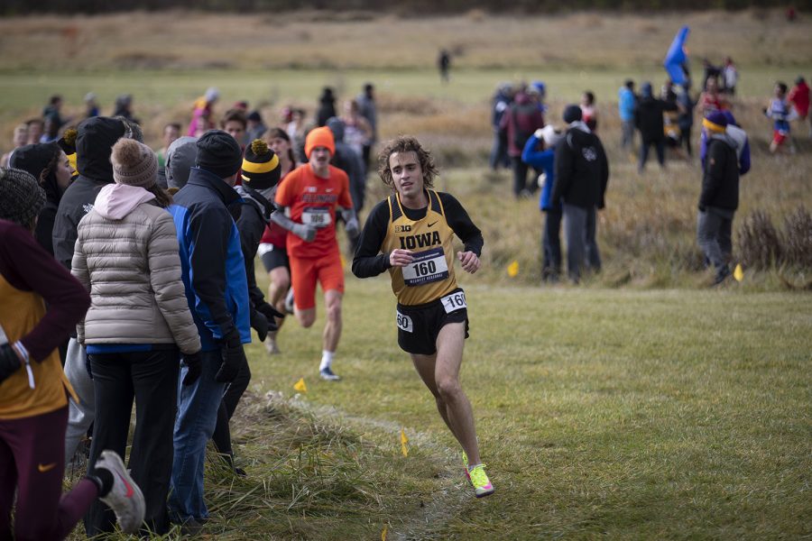 Iowa’s Aidan King competes in the 10K race at the NCAA Midwest Regional on Friday, Nov. 13, 2021 at the Ashton Cross Country Course. King finished 126th with a time of 32:57.95. 