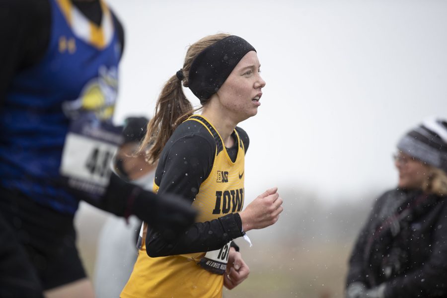 Iowa’s Gabby Skopec competes in the women’s 6K race during the NCAA Midwest Regional on Friday, Nov. 13, 2021 at the Ashton Cross Country Course. Skopec finished 113th with a time of 22:31.05. 