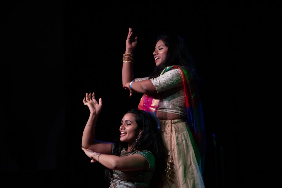 Event performers dance at the Diwali Festival in the Iowa Memorial Union Main Lounge on Saturday, Nov. 6, 2021.