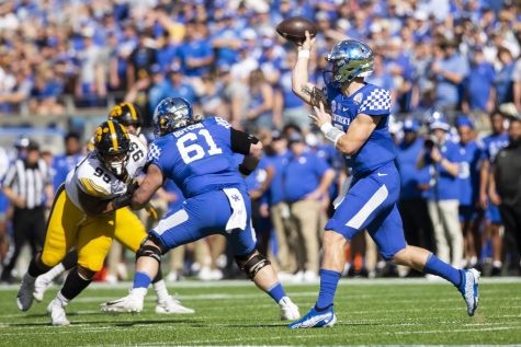 Kentucky quarterback Will Levis throws a pass during the 2022 Vrbo Citrus Bowl between No. 15 Iowa and No. 22 Kentucky at Camping World Stadium in Orlando, Fla., on Saturday, Jan. 1, 2022. Levis threw one touchdown. The Wildcats defeated the Hawkeyes, 20-17.