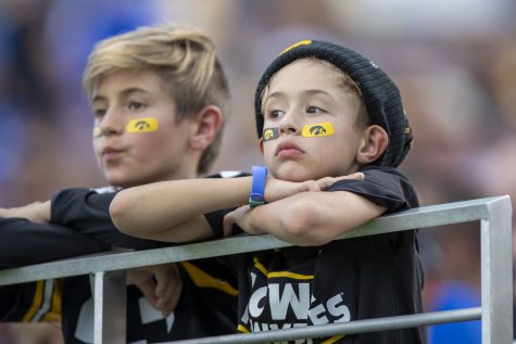 Iowa fans observe the game during the 2022 Vrbo Citrus Bowl between No. 15 Iowa and No. 22 Kentucky at Camping World Stadium in Orlando, Fla., on Saturday, Jan. 1, 2022.