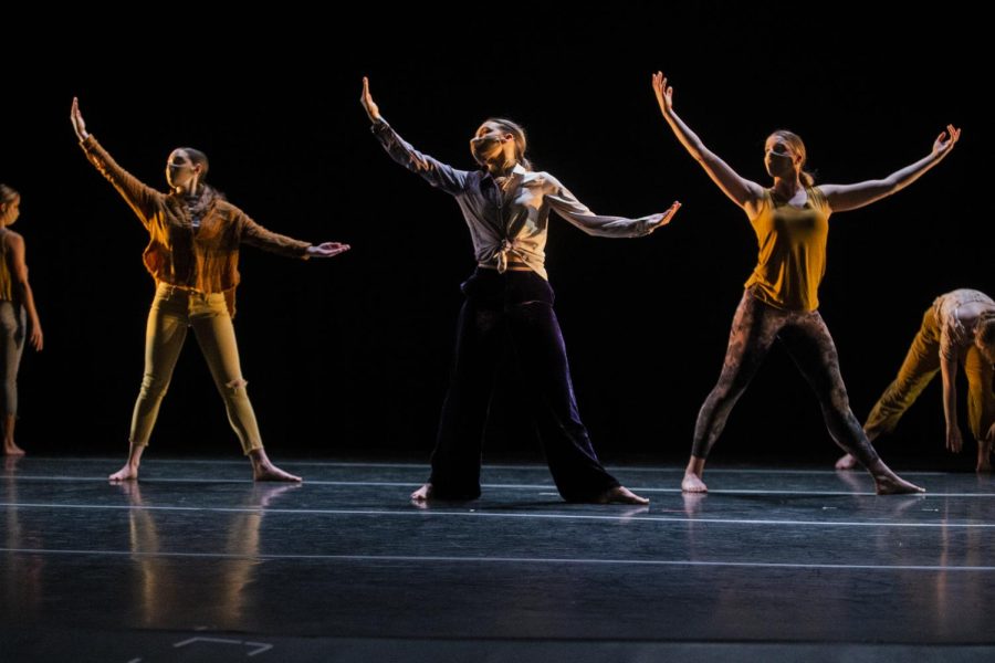 The UI Dance Company rehearses before their first in person show on Tuesday, Feb. 22, 2022, at the Space Place Theater in the North Hall. 