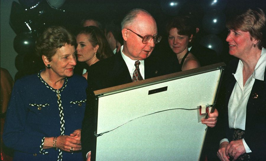 Henry B. Tippie attends a ceremony after the College of Business was named in his honor on April 9, 1999. Tippie donated $30 million to the business college that year.