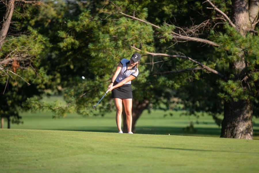 Klara Wildhaber swings a golf club at practice at Finkbine Golf Course on Thursday, Sept. 16, 2021. Wildhaber has played with the University of Iowa since 2020.