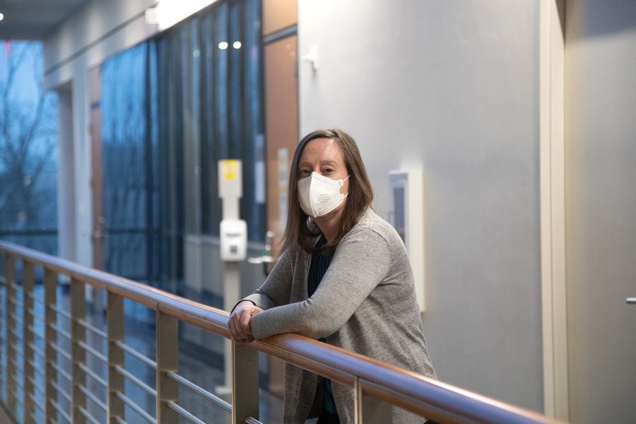 Assistant Professor at the UI Department of Health Management and Policy Whitney Zahnd poses for a portrait at the College of Public Health on Feb. 16, 2022.