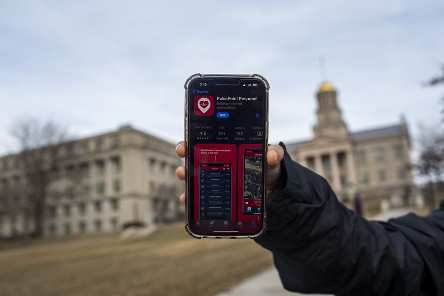 A+photo+of+the+PulsePoint+Respond+app+taken+on+Monday%2C+Feb.+21%2C+2022+in+front+of+the+Old+Capitol+building.