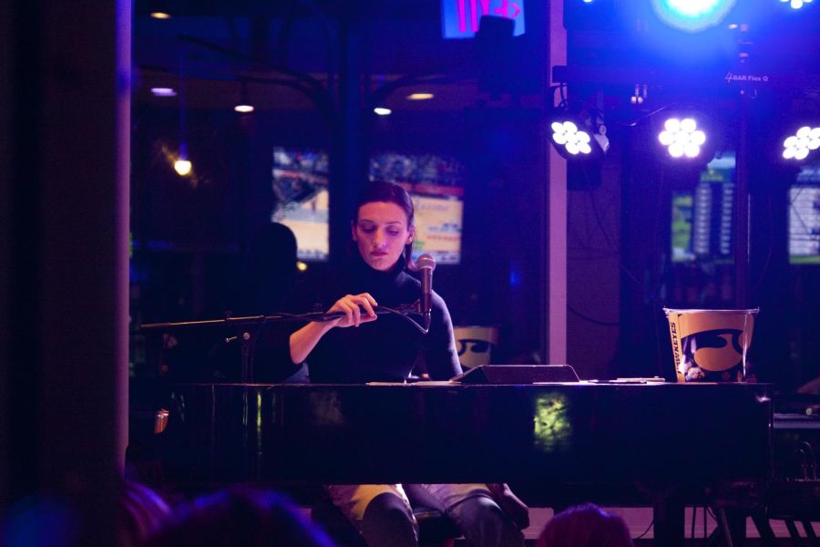 Pianist Katrina Nilsen performs during the Dueling Pianos event at the Vue Rooftop in Iowa City on Friday, March 4, 2022. 