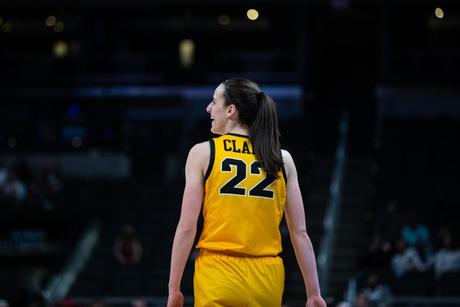 Iowa+guard+Caitlin+Clark+smiles+on+the+court+during+a+basketball+game+between+No.+2+Iowa+and+No.+6+Nebraska+during+the+Big+Ten+Womens+Basketball+Tournament+at+Gainbridge+Fieldhouse+in+Indianapolis%2C+IN%2C+on+Saturday%2C+March+5%2C+2022.+This+game+marked+her+fourth+forty-point+game+this+season.+The+Hawkeyes+beat+the+Cornhuskers+83-66.
