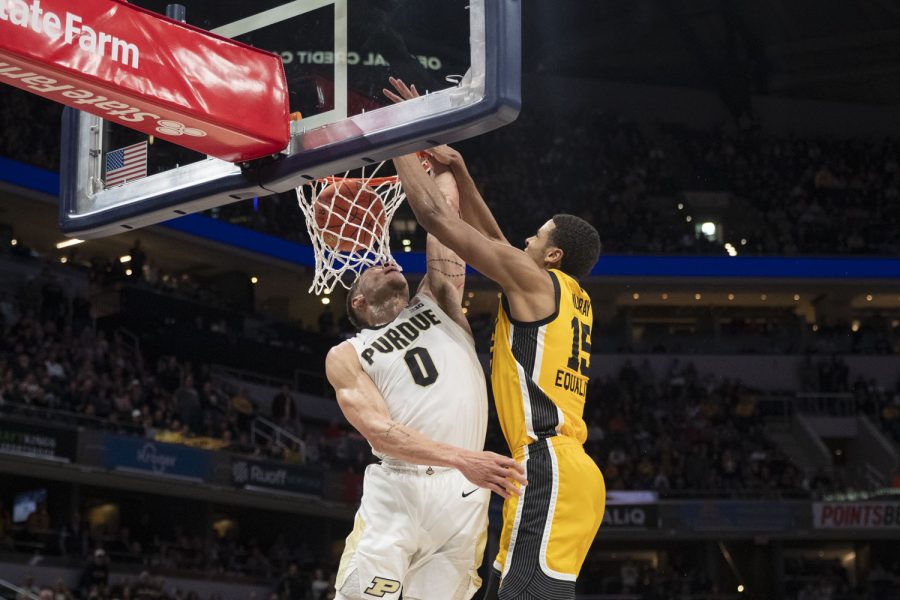 Iowa forward Keegan Murray dunks a ball during the 2022 Big Ten Men’s Basketball Championship between No. 5 Iowa and No. 3 Purdue at Gainbridge Fieldhouse in Indianapolis on Sunday, March 13, 2022. Murray led the team in scoring with 19 points, getting awarded the Big Ten Tournament Most Valuable Player. The Hawkeyes defeated the Boilermakers, 75-66.