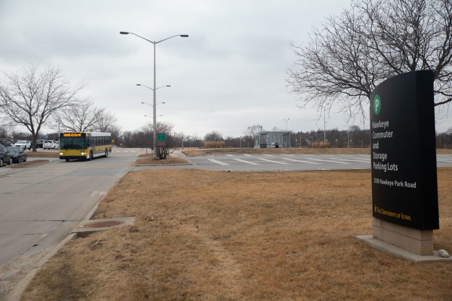 The Hawkeye Commuter Lot, 3 miles away from the hospital, is seen on March 6, 2022. 