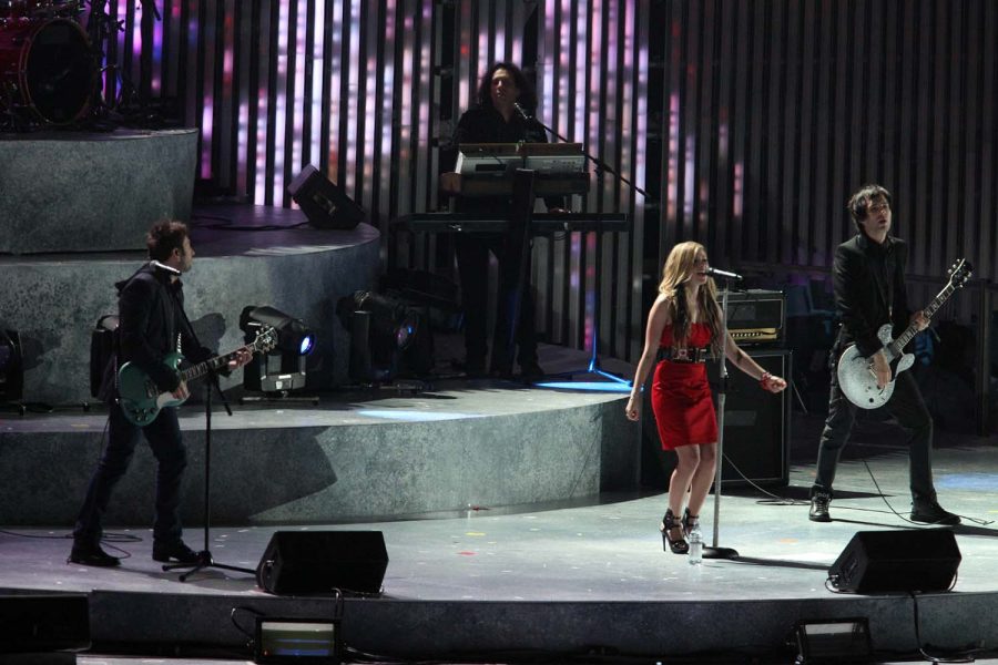 Feb 28, 2010; Vancouver, BC, CANADA; Avril Lavigne performs during the Closing Ceremonies of the 2010 Vancouver Olympics at BC Place. 