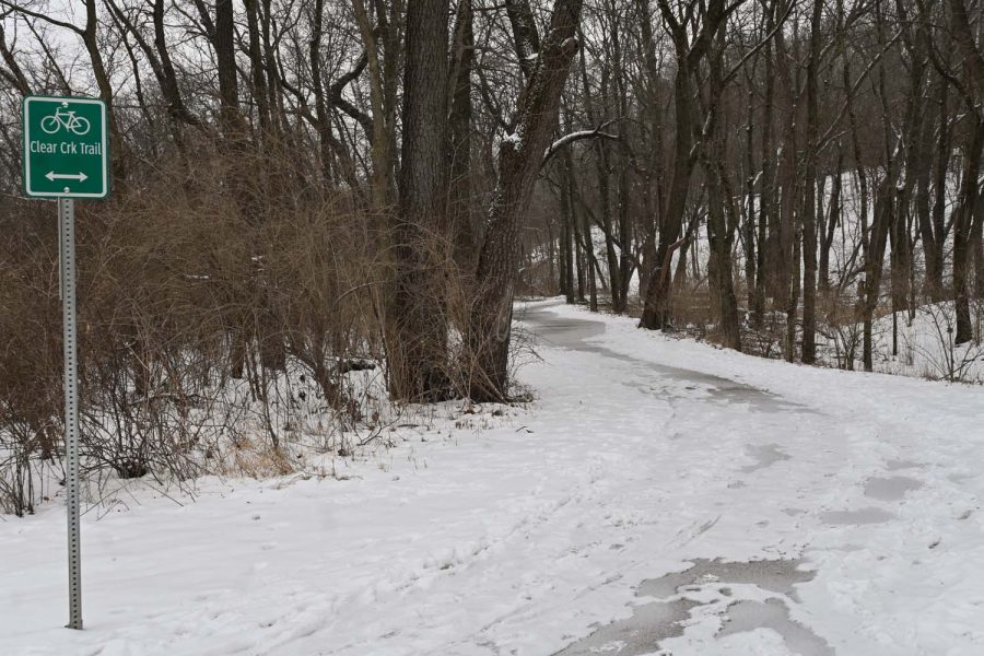 Clear Creek Trail is seen in Coralville, Iowa, on Thursday, March 10, 2022. 