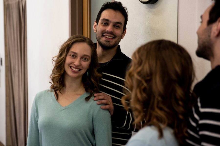 Juliet Remmers and Michael Landez, who are preparing for their dance performance coming soon, pose for a portrait in Halsey Hall on Thursday, March 3, 2022.