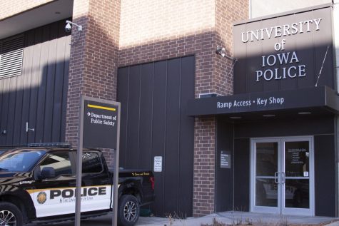 The outside of the University of Iowa Police station is seen in Iowa City on Monday, April 11, 2022. 