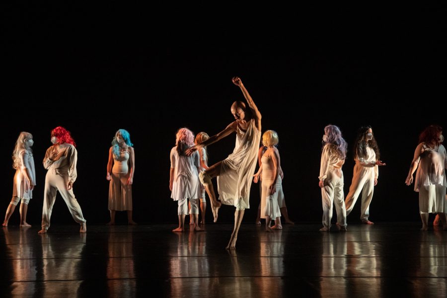 Sean Thomas Boyt performs their dance thesis piece titled, Seanshuuraka in Space Place Theatre on Monday, April 11, 2022.