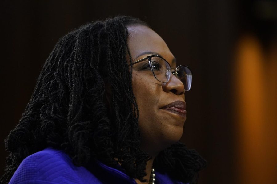 Supreme Court nominee Ketanji Brown Jackson appears before the Senate Judiciary Committee during her confirmation hearing on March 21, 2022.