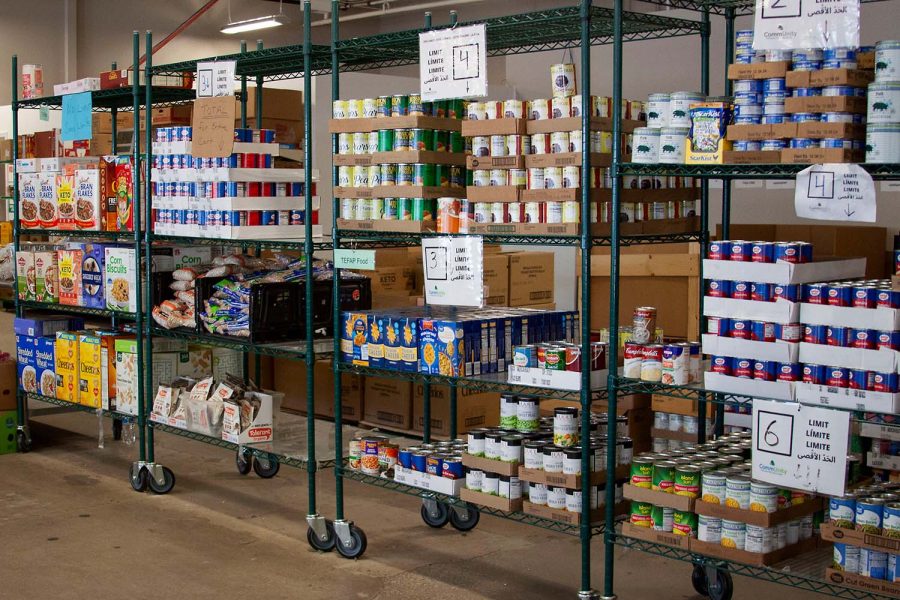 Food donations are seen inside of the CommUnity Crisis Services and Food Bank in Iowa City on Feb. 14, 2022. The center is a volunteer-driven organization for grocery assistance. 