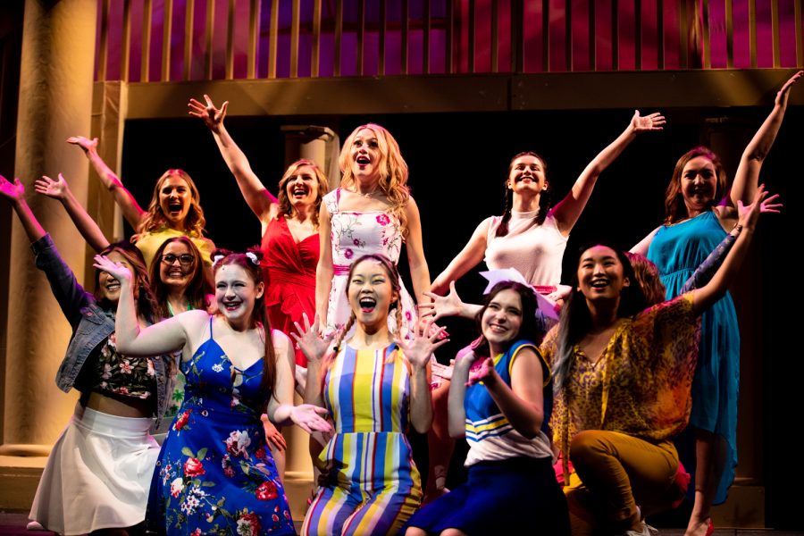 Cast members sing in Legally Blonde the Musical at Coralville Center for the Performing Arts in Coralville, IA. Legally Blonde the Musical presents the weekend of May 6 and May 13.