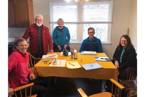 Contributed photo of the first Support Circle in Iowa City meeting at the house set for the Afghan family. From left to right: Carol Tyx, Tom McMurray, Mary McMurray, Eric Jones, and Sally Hartman. Andy Douglas is taking the photo. 