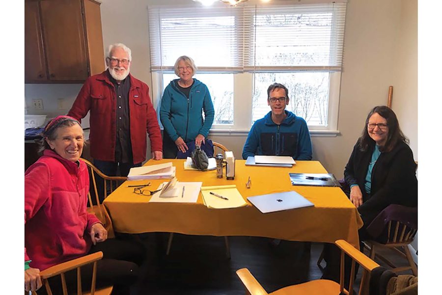 Contributed photo of the first Support Circle in Iowa City meeting at the house set for the Afghan family. From left to right: Carol Tyx, Tom McMurray, Mary McMurray, Eric Jones, and Sally Hartman. Andy Douglas is taking the photo. 