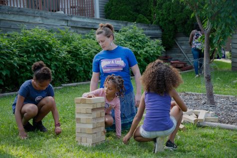 Democratic nominee for Iowa House District 89 Elinor Levin plays with kids during her watch party in Iowa City on Tuesday, June 7, 2022. Levin won 63% of the vote, defeating Tony Currin.