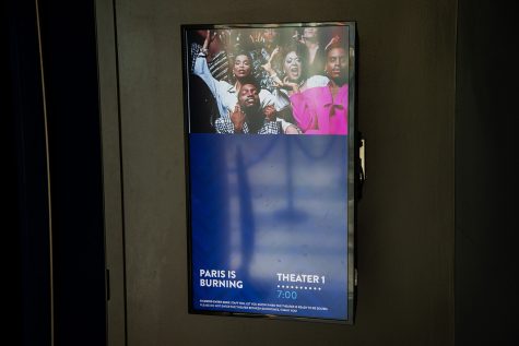 An electronic sign of Paris is Burning is seen at Filmscene’s Chauncey location on June 16, 2022.