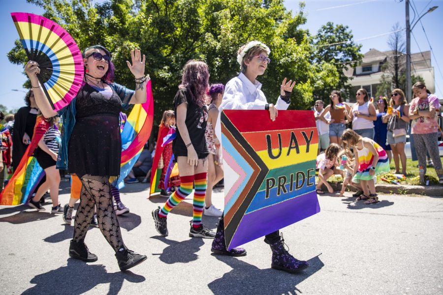 United Action for Youth, or UAY, walks during the Iowa City Pride Parade in Iowa City on Saturday, June 18, 2022. Over 900 people walked in the parade.