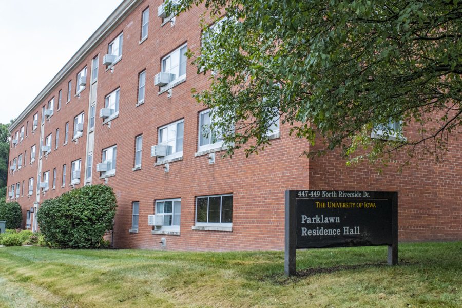 Parklawn Residence Hall at the University of Iowa is seen on Sept. 8, 2020.