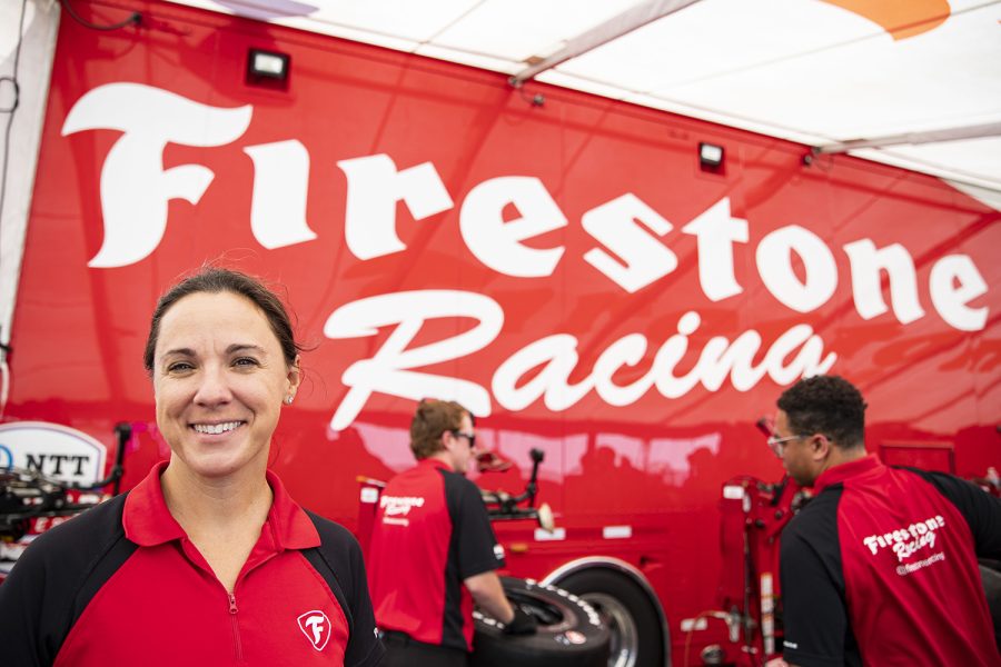 Chief+Race+Tire+Engineer+for+Bridestone+and+Firestone+Racing+Cara+Adams+poses+for+a+portrait+before+the+Hy-Vee+IndyCar+Race+Weekend+Practice+at+Iowa+Speedway+in+Newton%2C+Iowa+on+Friday%2C+July+22%2C+2022.+%28Ayrton+Breckenridge%2FThe+Daily+Iowan%29