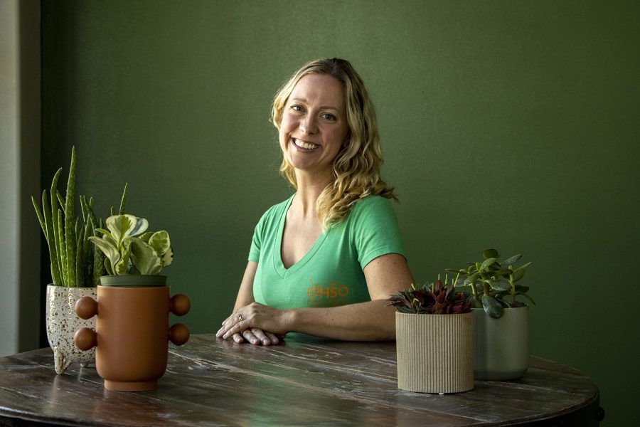 Emily Salmonson, the owner of The Green House, poses for a portrait in Iowa City on Tuesday, August 16, 2022. 